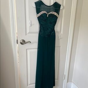 Competitive Dance Costume dress - Dark Green Embellished Lyrical Dance